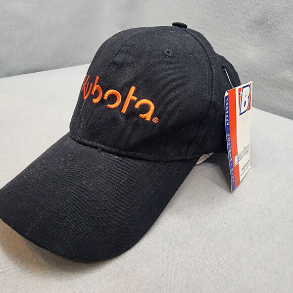 KUBOTA Tractor FLEXFIT Black Embroidered Baseball Hat Cap Flat Curved Brim NWT - Picture 3 of 7